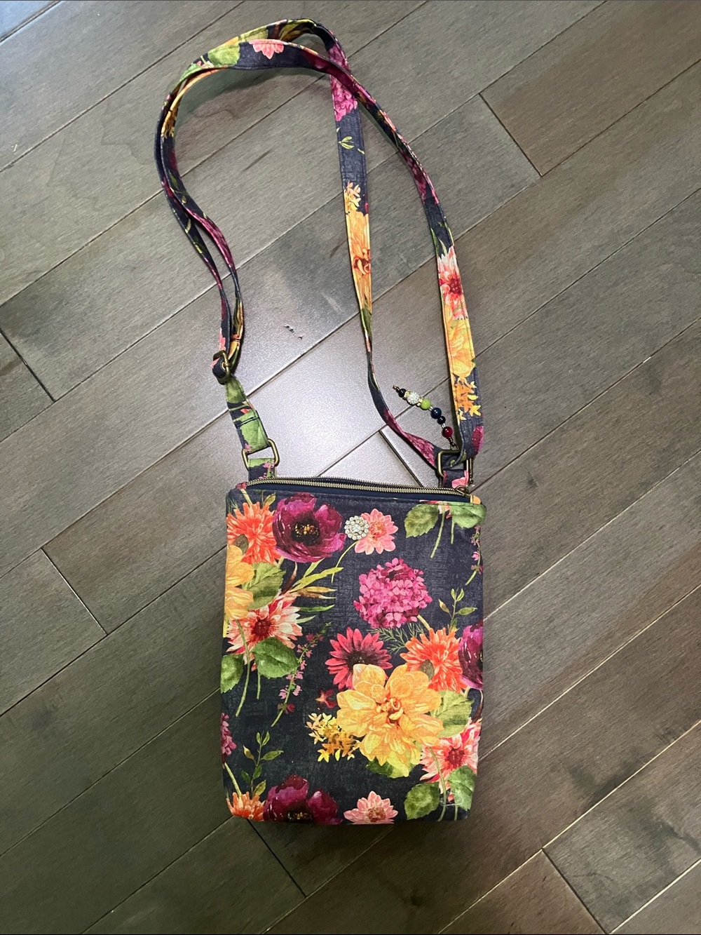 NEW Gorgeous Floral Crossbody Bag -yellow lined-Handmade with gem details!